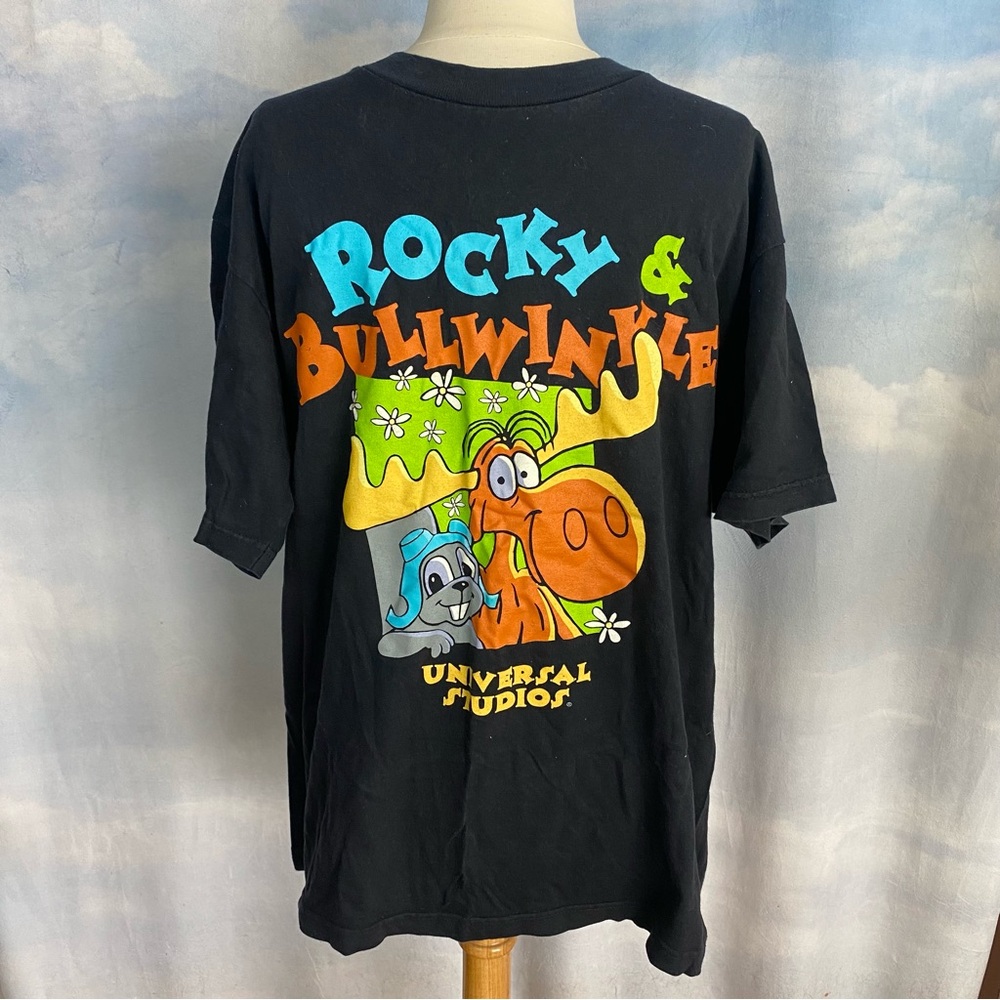 Rocky & Bullwinkle Black Graphic Tee - Universal Size Large